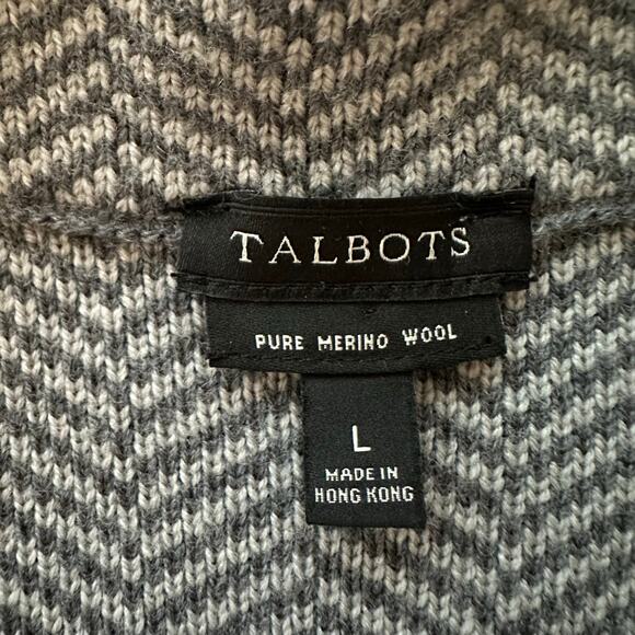 Talbots Merino Wool Herringbone Knit Sweat Blazer Jacket L - Picture 3 of 10